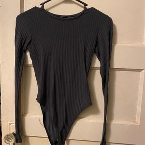 Ripped-Long Sleeve-Grey-Bodysuit